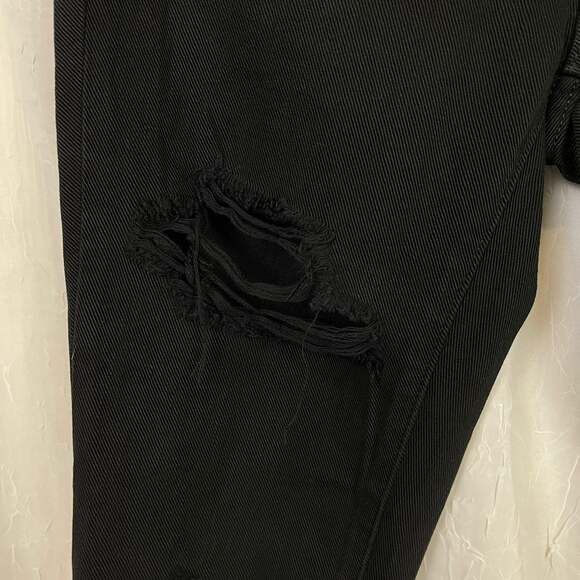 🌞 NWT Gap 1969 Black Ripped Girlfriend Denim Jeans 24r Distressed Rolled Cuff - Picture 9 of 12